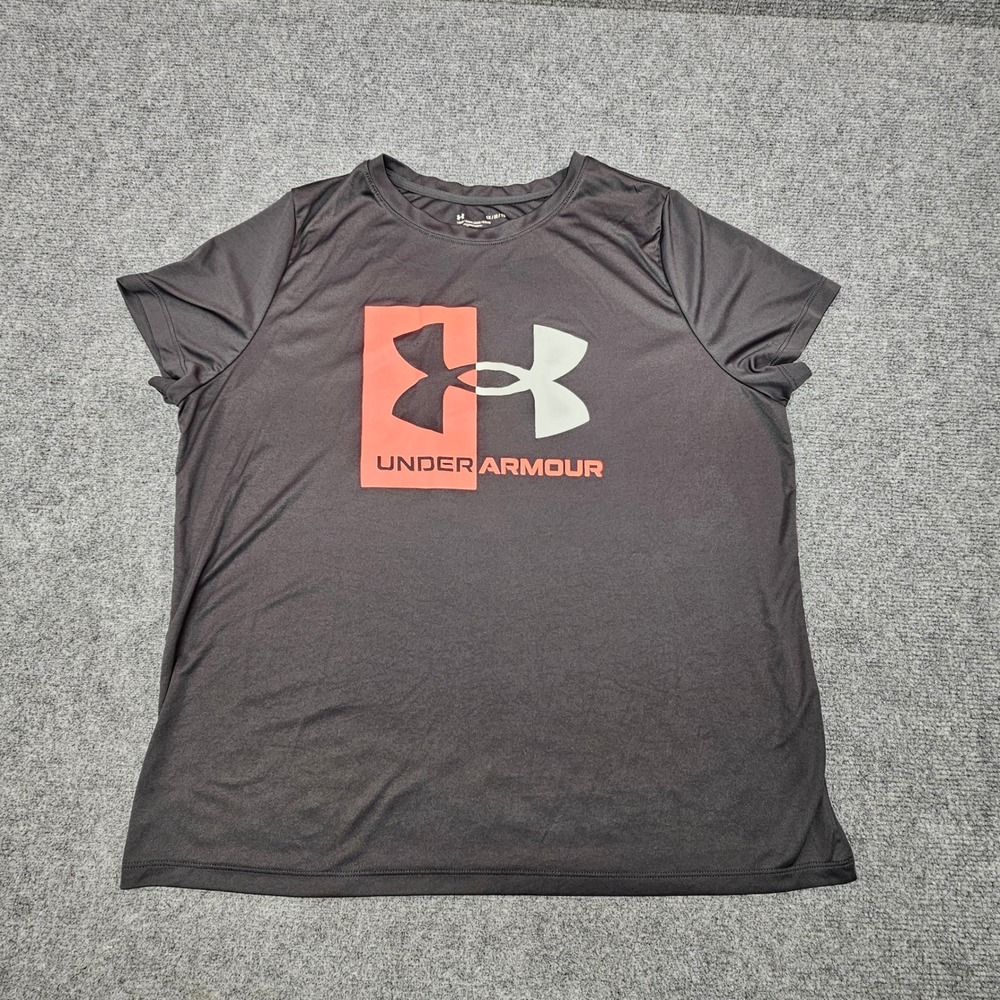 Under Armour Graphic T-Shirt Womens 1X Grey Short Sleeve Active Gym Sporty Logo